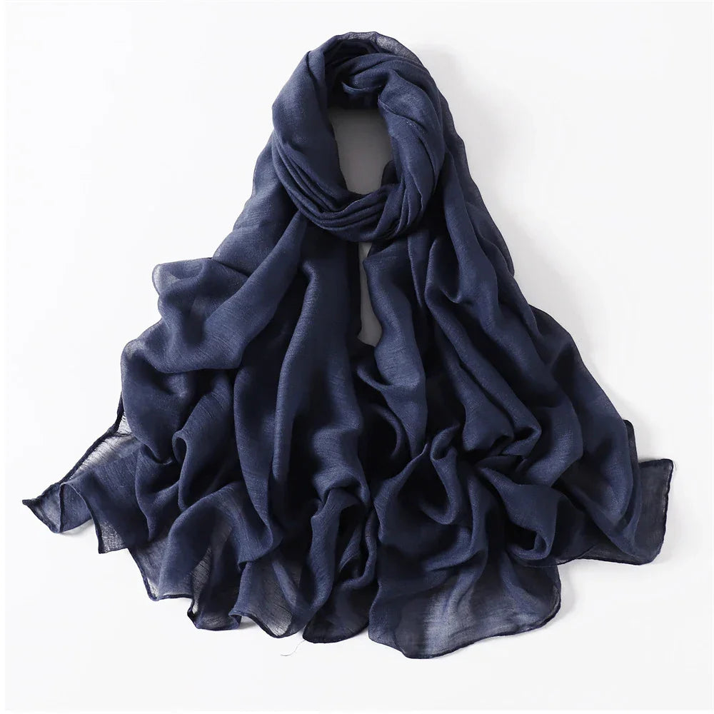 New Cotton Linen Scarf For Women Girls Students Autumn Classic Solid Color Scarves Retro Soft Foulard Viscose Female Wrap Shawls