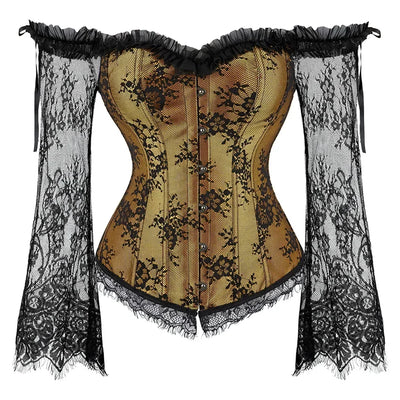 Women's Corset Gothic Style Corsets Lace-up Bustier with Sleeves Breathable Bodyshaper Corsetto Medieval Dance Party Costumes