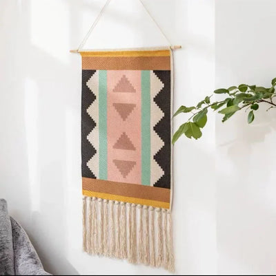 Home decoration Bohemian Tapestry Wall decor aesthetic room Tassel Macrame Hanging Art geometric Woven Cotton Handmade Linen for