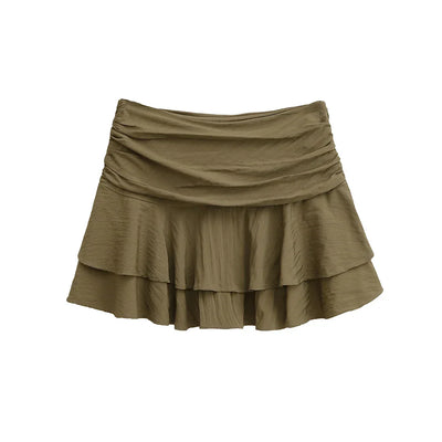 Women's Tiered Ruffle Skirt - High-Low Hem Flowy Layered Mini Skirt Spring Summer