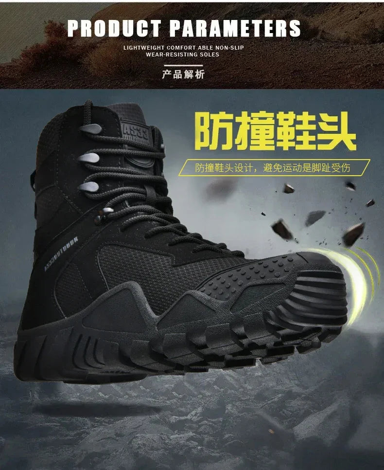 New Men Tactical Boots Lace Up Waterproof Climbing Hiking Shoes Motorcycle Training Army High Quality Hunting Unisex Desert Boot