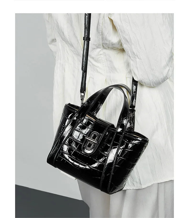 New 2025 Women Split Leather Tote Bag Designer Bucket Bags Handbag Female Shoulder Composite Bag Crossbody Shopping Bag