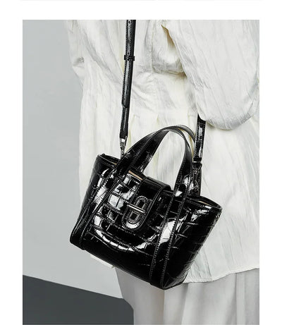 New 2025 Women Split Leather Tote Bag Designer Bucket Bags Handbag Female Shoulder Composite Bag Crossbody Shopping Bag