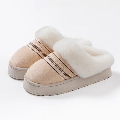2025 New Women's Plush Slippers Indoor Warm Thick Bottom Home Slippers Fashionable Comfortable Non slip Cotton Drag