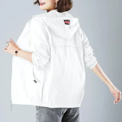 2025 New Fashion Summer Sun Protection Clothing Women Hooded Short Breathable Loose Print Thin Casual Sun Jackets Female Coats