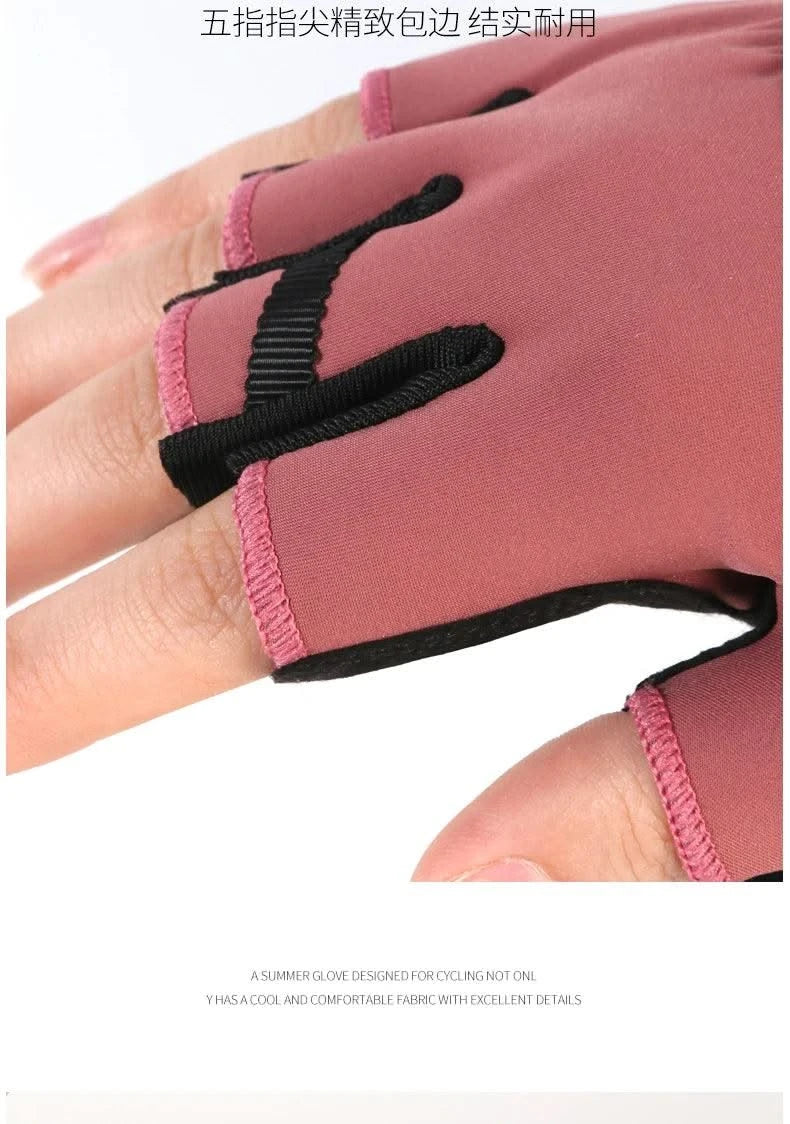 Women's Sports Gloves Fitness Outdoor Sports Anti Slip and Shock-absorbing Half Finger Gloves Durable and Breathable