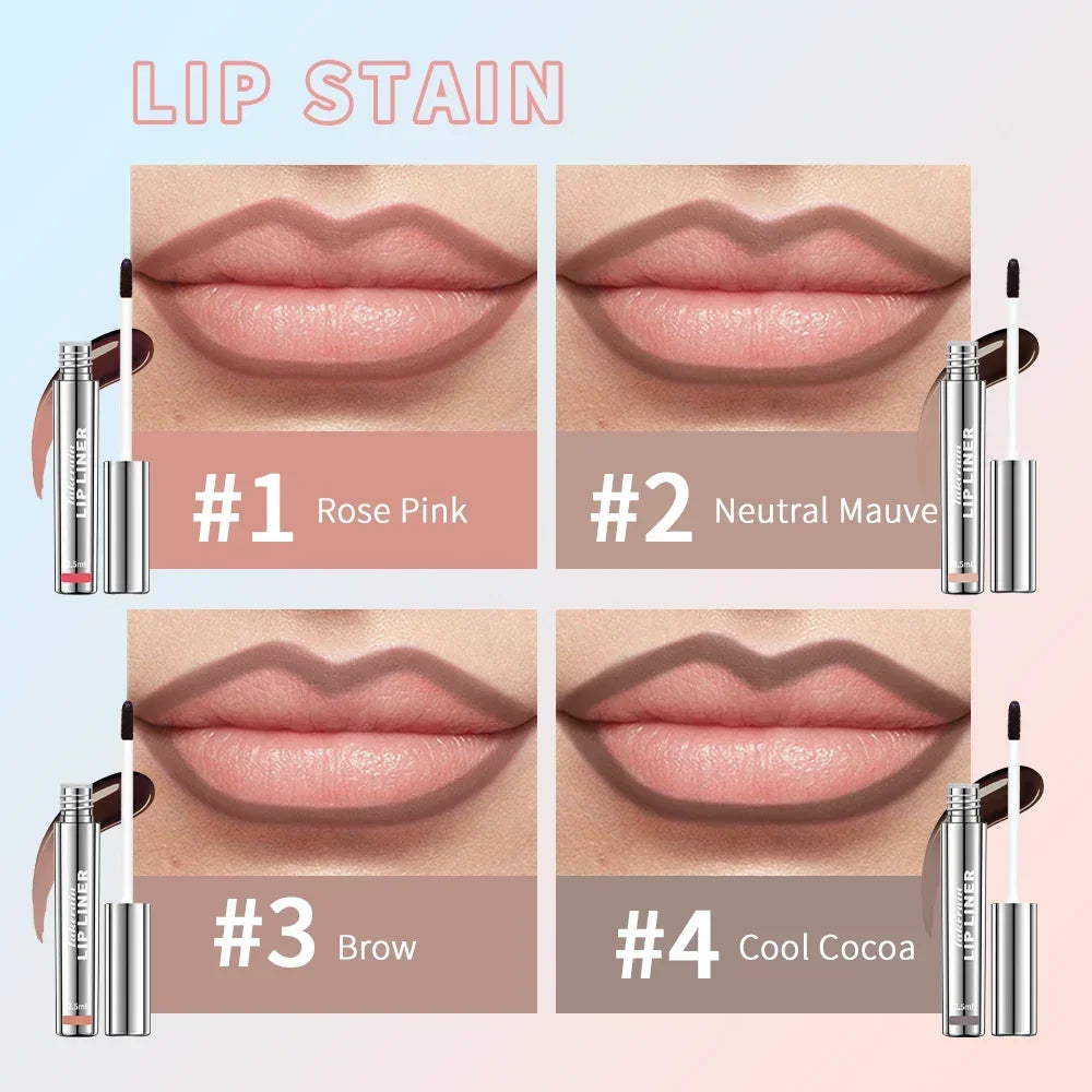 Lip Liner Peel Off Tattoo Lipgloss 4Colors Waterproof Long Lasting Matte Lip Tint Brown Contour Tear-off Lips Stain Cosmetic