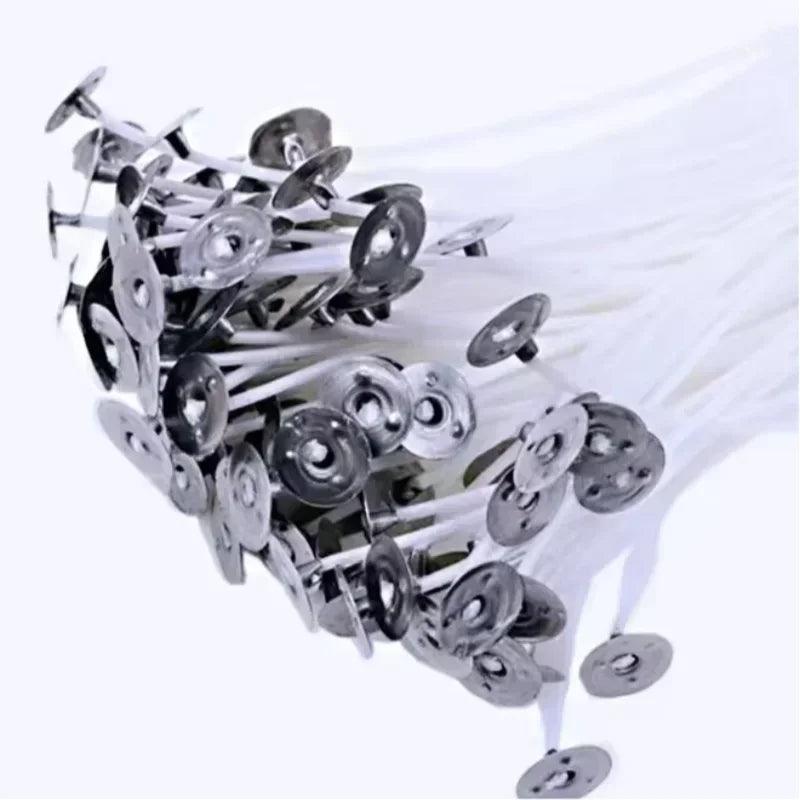 100pcs waxed cotton candle wicks set with stand original smokeless soy oil wax core woven making candles supplies