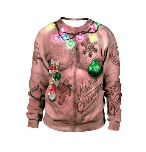 Ugly Christmas Hoodie Green Jumpers 3D Funny Printed Holiday Party Xmas Sweatshirt for Party Birthday Xmas Sweatshirt 2026