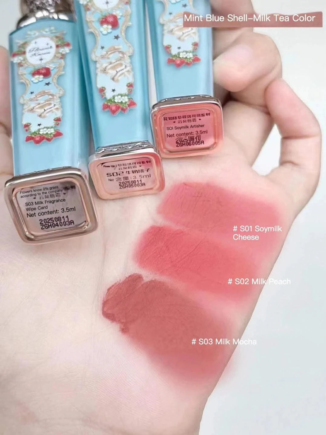 Flower Knows Strawberry Lipstick  Collection Lip Cream Beauty Lip Gloss Lipstick 3.5g