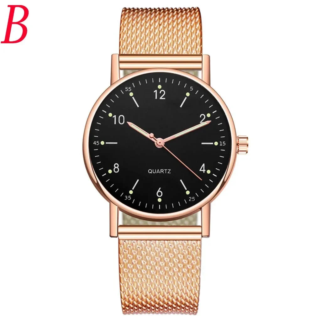 Women'S High-End Quartz Watch Casual Non-Waterproof Stainless Steel Luminous Dial Leather Steel Ladies Watch Luxury Fashion