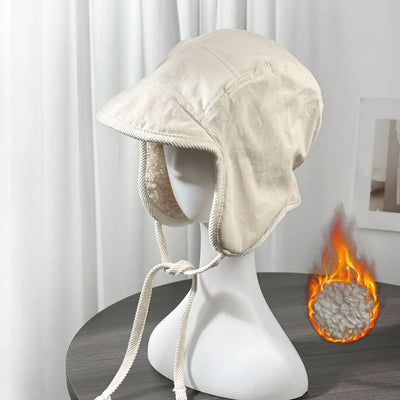 Winter Tie-Back Lei Feng Hat, Fleece-Lined for Warmth, Classic Black Ear-Protecting Hat, Aviator Hat, Windproof Design, Suitable for Outdoor Activities and Cycling, Is the First Choice for Everyday Casual Accessories.