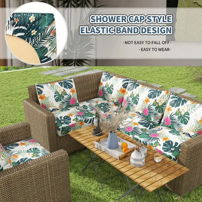 Outdoor Tropical Print Sofa Cushion Covers - Non-Slip Furniture Protectors, Replacement for Individual Seat Cushions