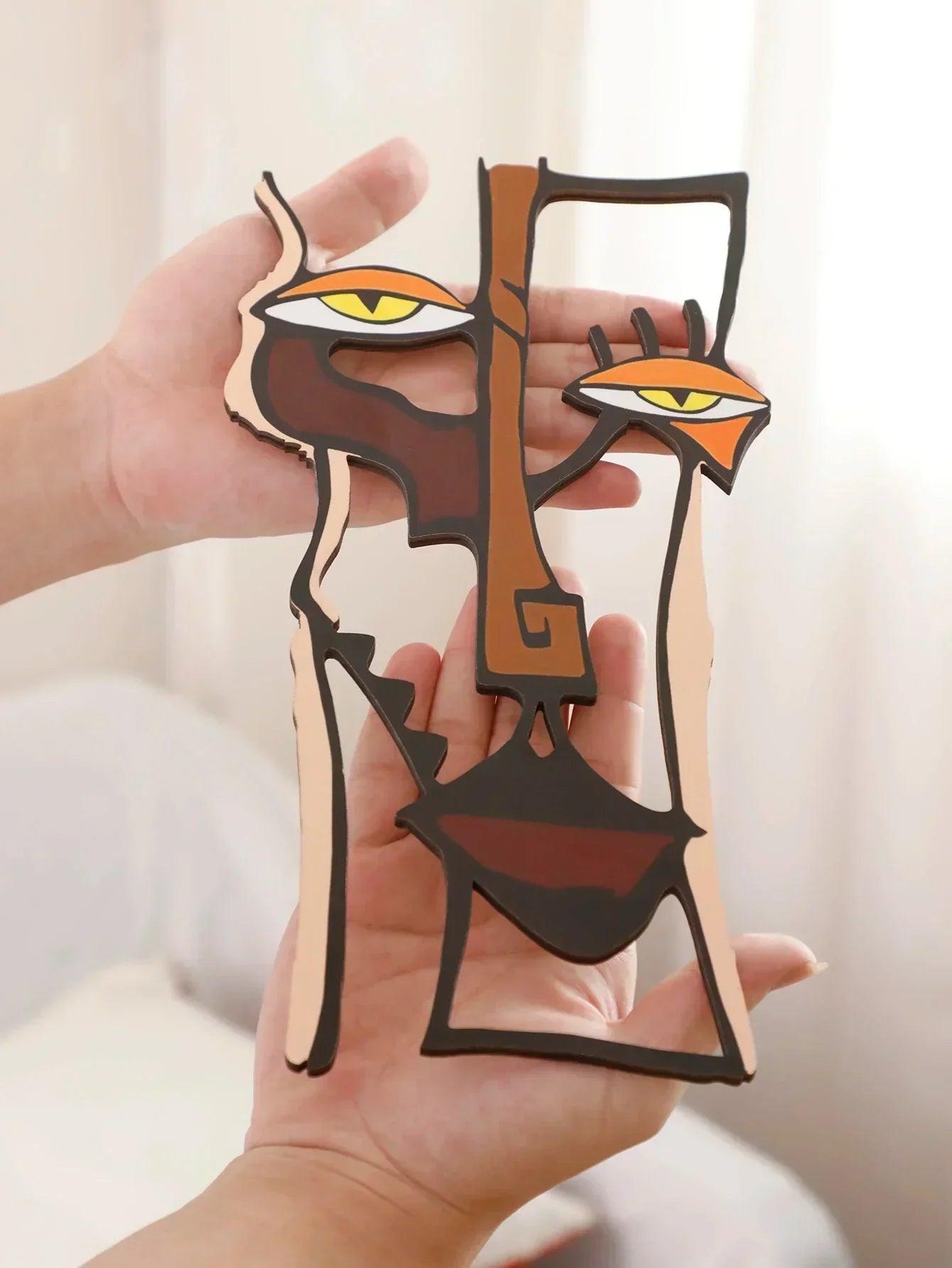 Abstract face wall hanging wooden decor home and office decorative for living room bedroom hallway crafts gift