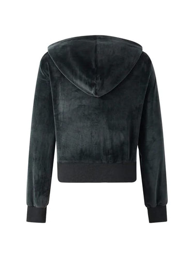 Women Velvet Coats Casual Gothic Grunge Y2K Aesthetic Clothes Zip Up Hooded Sweatshirt Jackets  Autumn Outerwear