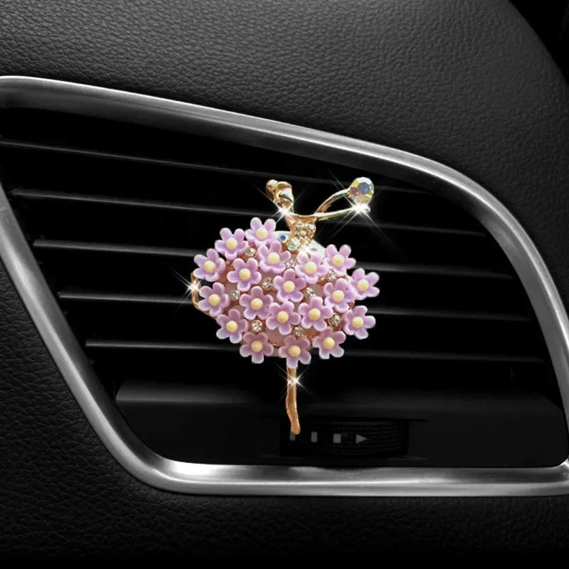 Car Aroma Diffuser Fragrance For Car Flavoring Air Fresheners Auto Perfume Car Smell Vent Clip Ballet Bling Car Accessory Girls