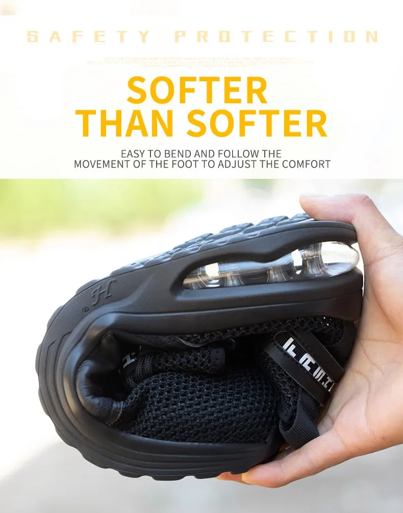 Lightweight Men's Safety Shoes Steel Toe Men's Work Shoes Slip Resistant Reinforced Shoes Man Fashion Breathable Sneaker