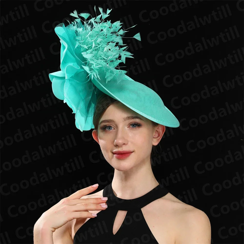 Royal Ascot Big Fascinator Derby Hat Women Kentucky Derby Headpiece Flower Wedding Fascinators Hats Hair Clip Ladies Chapeau