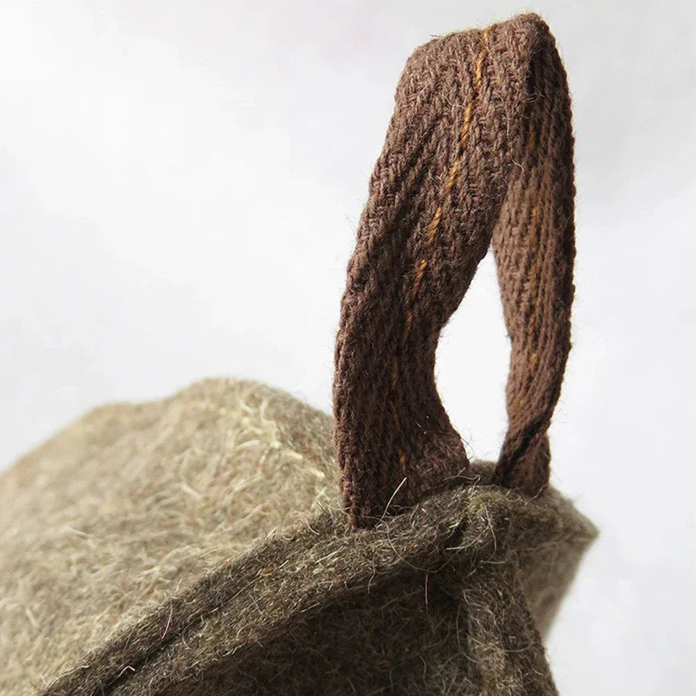 Sauna Felt Hats Sauna Bathwool Hat 34*26*0.3CM Banya Room Vaporarium Hats Brown Hat Sauna Hat Adjustable Strap