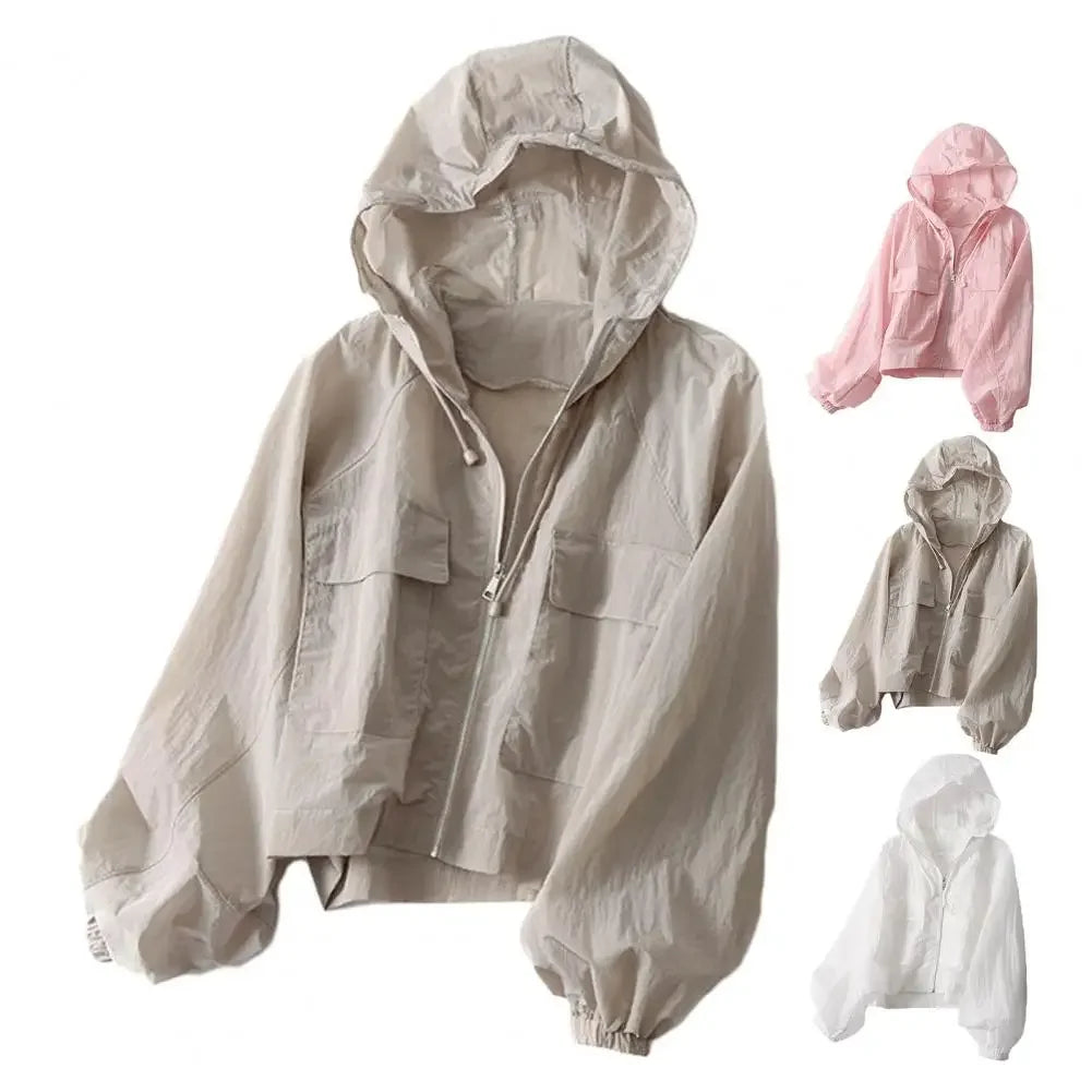 Women Sunscreen Jacket Women's Sun Protection Athletic Hoodie Coat for Running Hiking Cycling Travel Lightweight Uv Jacket