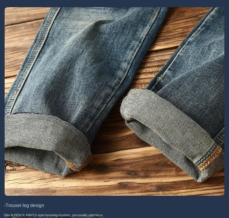 High-end 2022 Retro Motorcycle Jeans Men Spring Autumn Loose Zipper Designer Straight Pants Stitching Tooling Cargo Pants Men