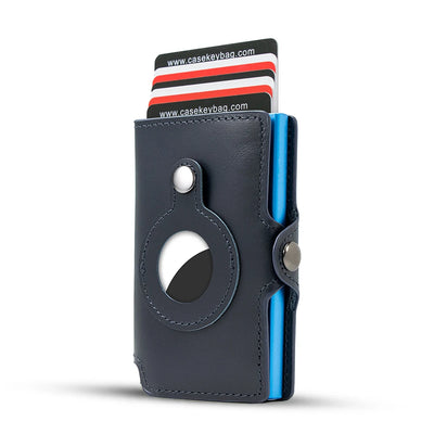 CASEKEY Airtag Smart Wallet Genuine Leather Pop Up Credit Card Holder Rfid Anti-theft Minimalist Men Wallet with Airtag Holder