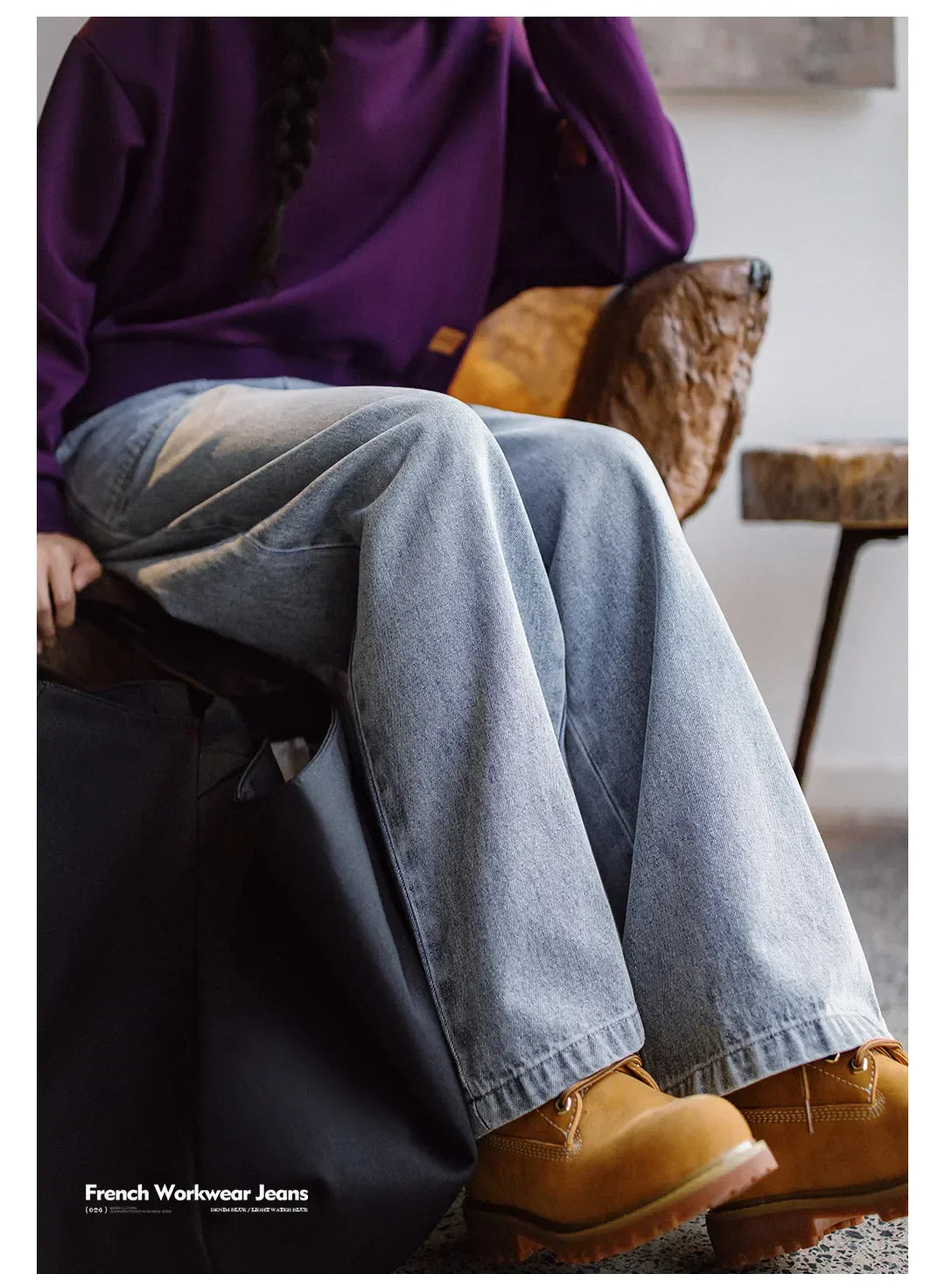 Maden Vintage Straight Denim Jeans with Washed YKK Zipper Loose Fit Casual Trousers for Women's Fall and Winter Versatile Pants