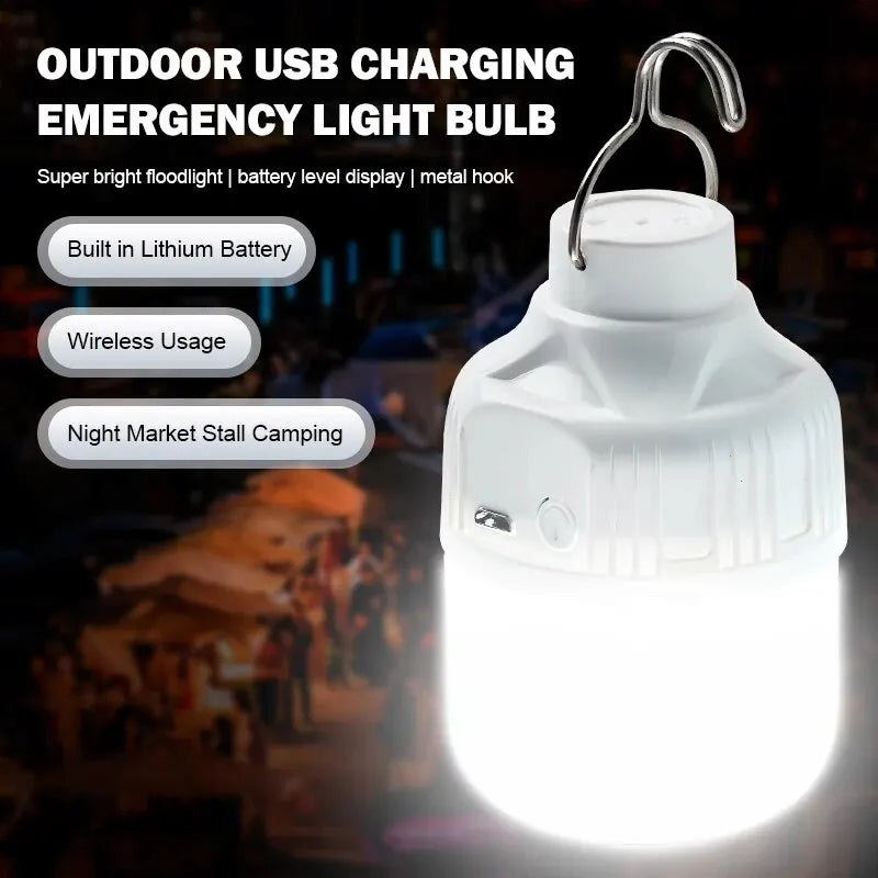 USB Rechargeable LED Camping Lantern High Brightness Portable Outdoor Light Emergency Tent Lamp for Fishing Hiking Night Use