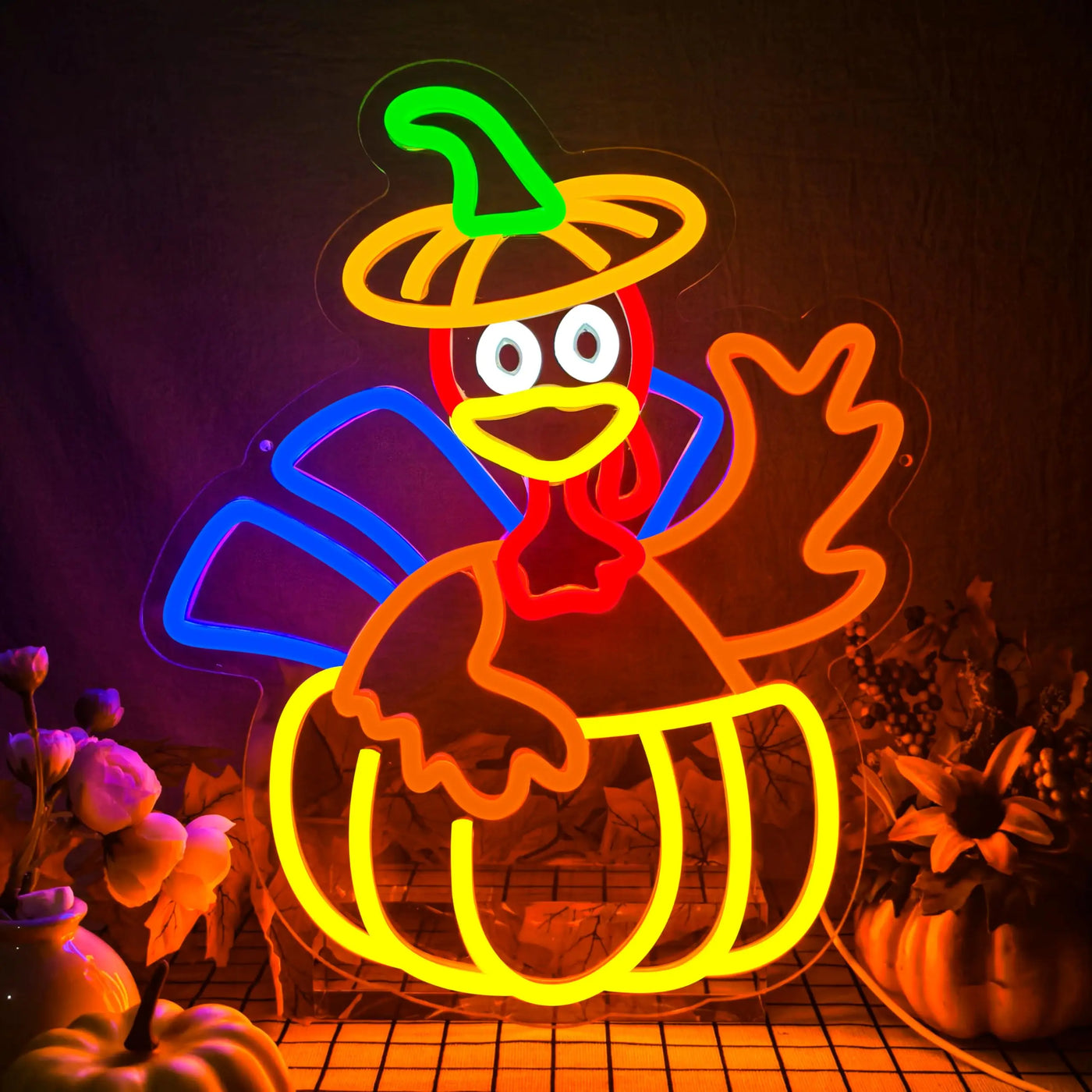 Turkey Thanksgiving Neon Sign Usb Power Supply Wall Decor for Thanksgiving Happy Children'S Gifts Home Party