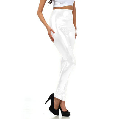 Women Look Wet Leggings Shiny Glossy Faux