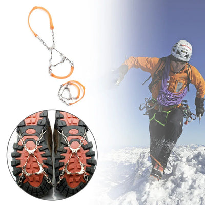 1Pair Anti Slip Ice Gripper Climbing Crampons 6 Teeth Steel Ice Grips Snow Walking Shoes Spikes Cleats Chain Claws Boots Cover