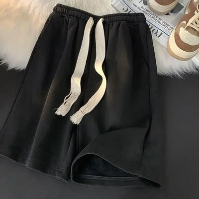Solid Color Wide-leg Pants for Men New in Summer 2025 Loose and Versatile Sporty Mid-length Shorts Trendy