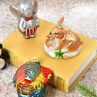 Christmas ornaments, glass paintings, roosters, pandas, animal shapes, charms, home christmas tree scenes, dress up pendants