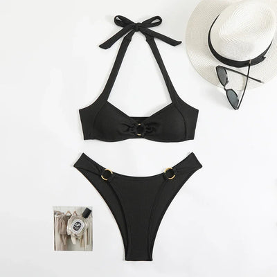 Sexy Women's Swimsuit 2025 Summer Bikini Two-piece Swimwear for Woman Beachwear Halter Bikinis Sets Swimming Beach Bathing Suits
