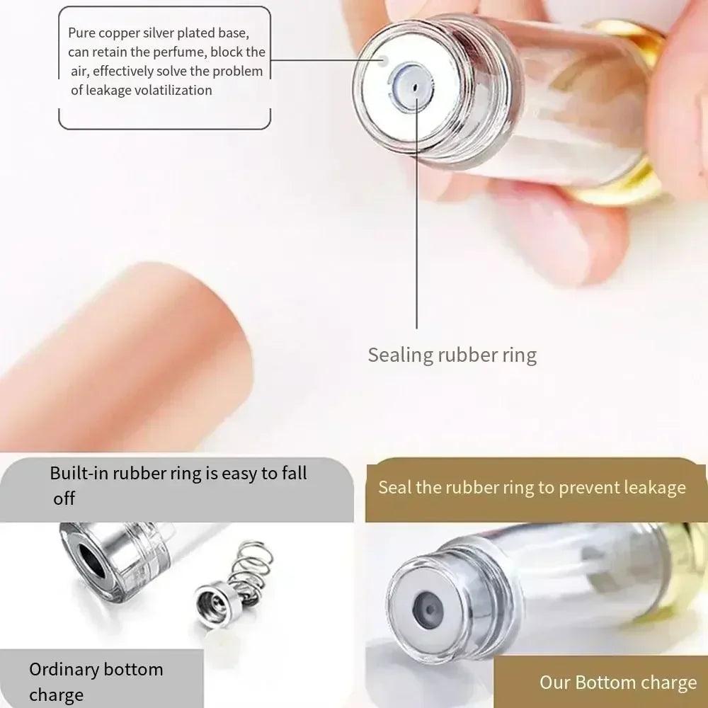 Luxury bottom-filled perfume bottle aluminum self-pumping 5ml real leather spray cologne moisturizer fragrance