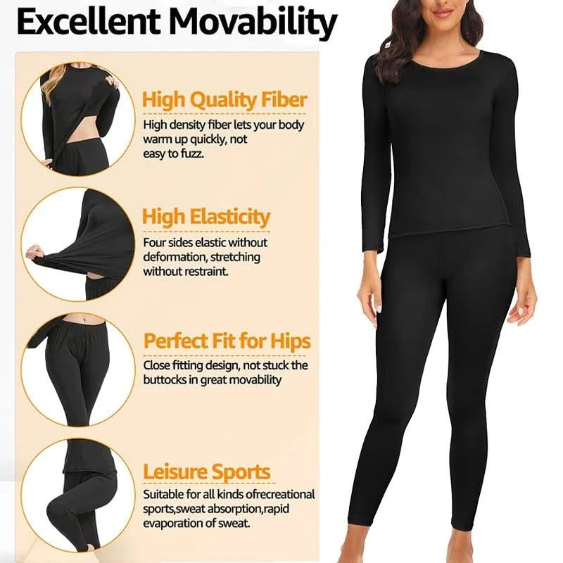 Thermal Underwear for Women Long Johns Base Layer Cold Weather Top Bottom Women's Underwear Set