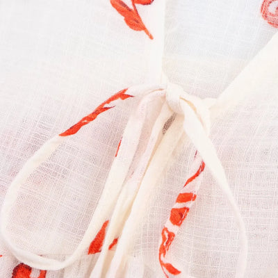 Women's Dresses Summer 2025 New Printed Long Sleeve Dress Mini Skirt Emotional V-neck Design Tassel Trim Stylish and Sexy