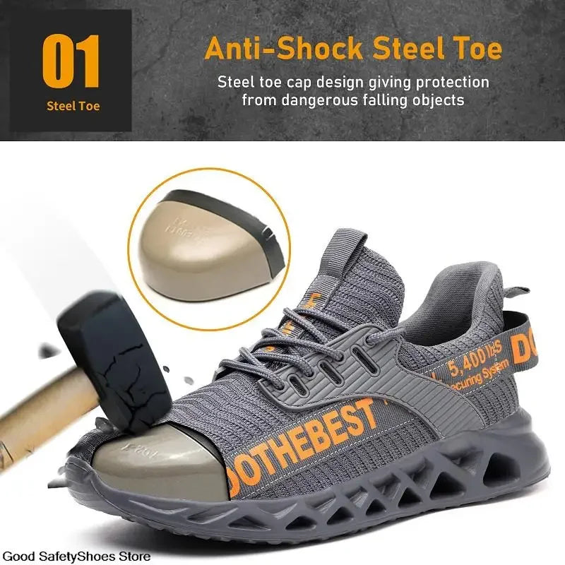 Safety Shoes Men For Work Sneakers Women Men Steel Toe Work Shoes Security Protective Shoes Lightweight Anti-Smash Anti-Puncture