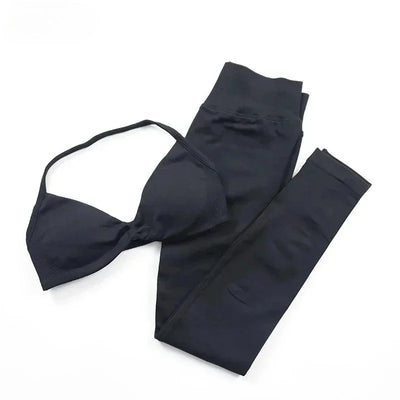 2-Piece Yoga Set 2025 Summer Yoga Set Gym Women's Yoga Fitness Set Hip Pants Neck Bra Pilates Set Multi-color No Printing