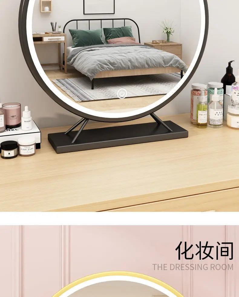 Led makeup home decor decorative mirrors photography aesthetic gold toilet round plastic espejo cosmético mhhzj