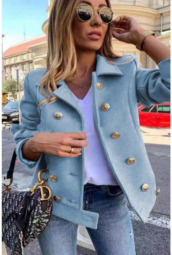 Long sleeve fashion double-breasted blazer casual with lapel office lady jackets for women
