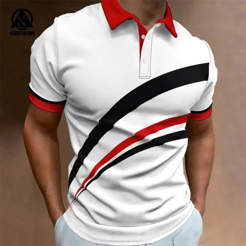 Fashion Simplicity Men's Polo Shirt Summer Short Sleeve Buttons Tops Street Sports Style Clothing Oversized Pullover Golf Wear