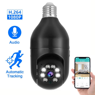 ABYN-IP Camera E27 Bulb 1080P Wireless Full Color Night Vision Auto Human Tracking Video Security Surveillance PTZ Cameras