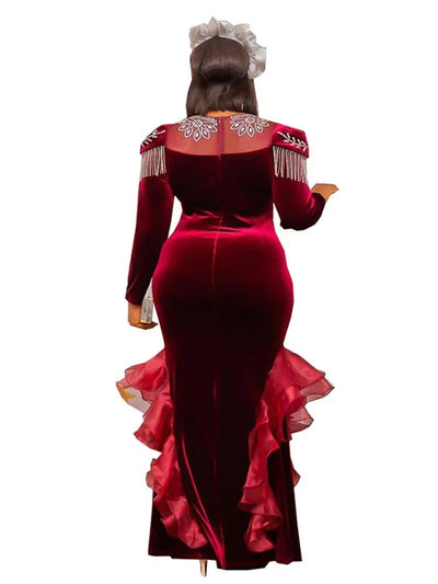 Luxury Velvet Dresses For Women Dubai Long Sleeve Abayas African Dashiki Crystal Robe 2025 Festival Outfit Wedding Party Gowns