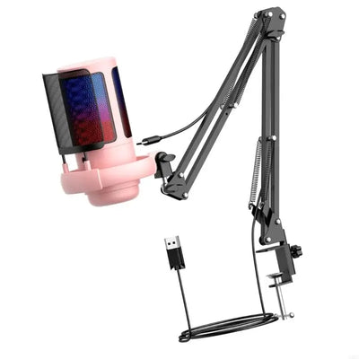 SZ Gaming USB Microphone 30Hz~16kHz Frequency for PC with Boom Arm and LED Lighting for Immersive Streaming Experience
