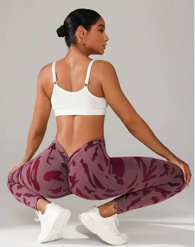 Women V-waist Printed Seamless Leggings