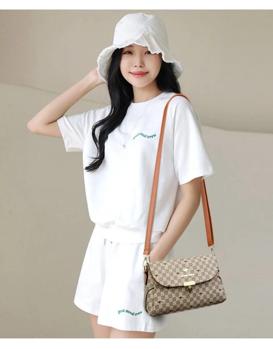 Genuine brand luxury handbags women bags designer women’s vintage monogram print handbag top-handle crossbody design