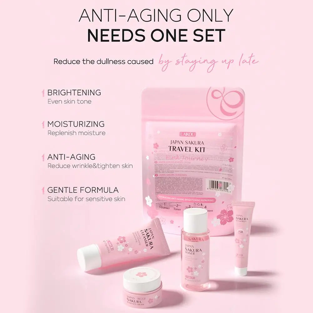 4pcs/6pcs Sakura Skin Care Set Japan Brand Nourishing Cleansing Essence Eye Cream Face Cream Toner Sunscreen High-end Gift Set