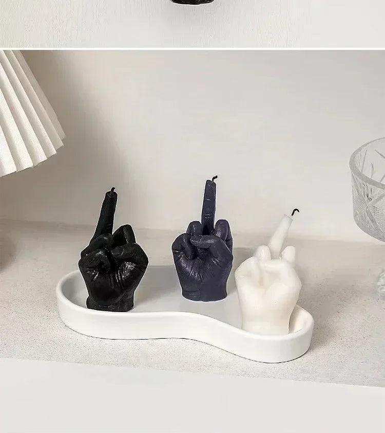Creative candles middle finger shaped gesture scented niche funny quirky gifts home decoration ornaments birthday