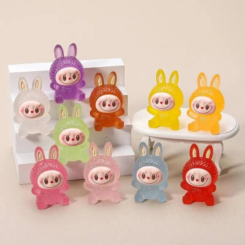 10pcs Blind Boxes Night Light Cartoon Stereoscopic Labubu Cute Children Toy Diy Resin Car Keychains Pendants Surprise Gift
